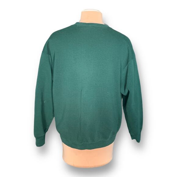 Vintage 90s Hunter Green California Hummingbird Crewneck Sweatshirt Drop Sleeves - Picture 6 of 10